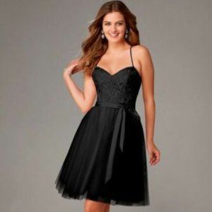 Morilee #131 * Madeline Gardner * Black Tulle Dress w Beaded Embroidery * Size 6